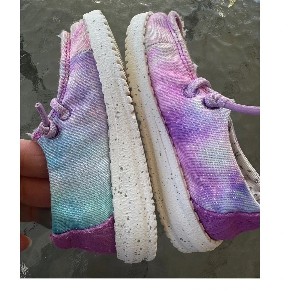 Hey Dude Wendy Toddler Tie Dye Slip On Loafers‎ Purple Pink White Shoes Size 6K
